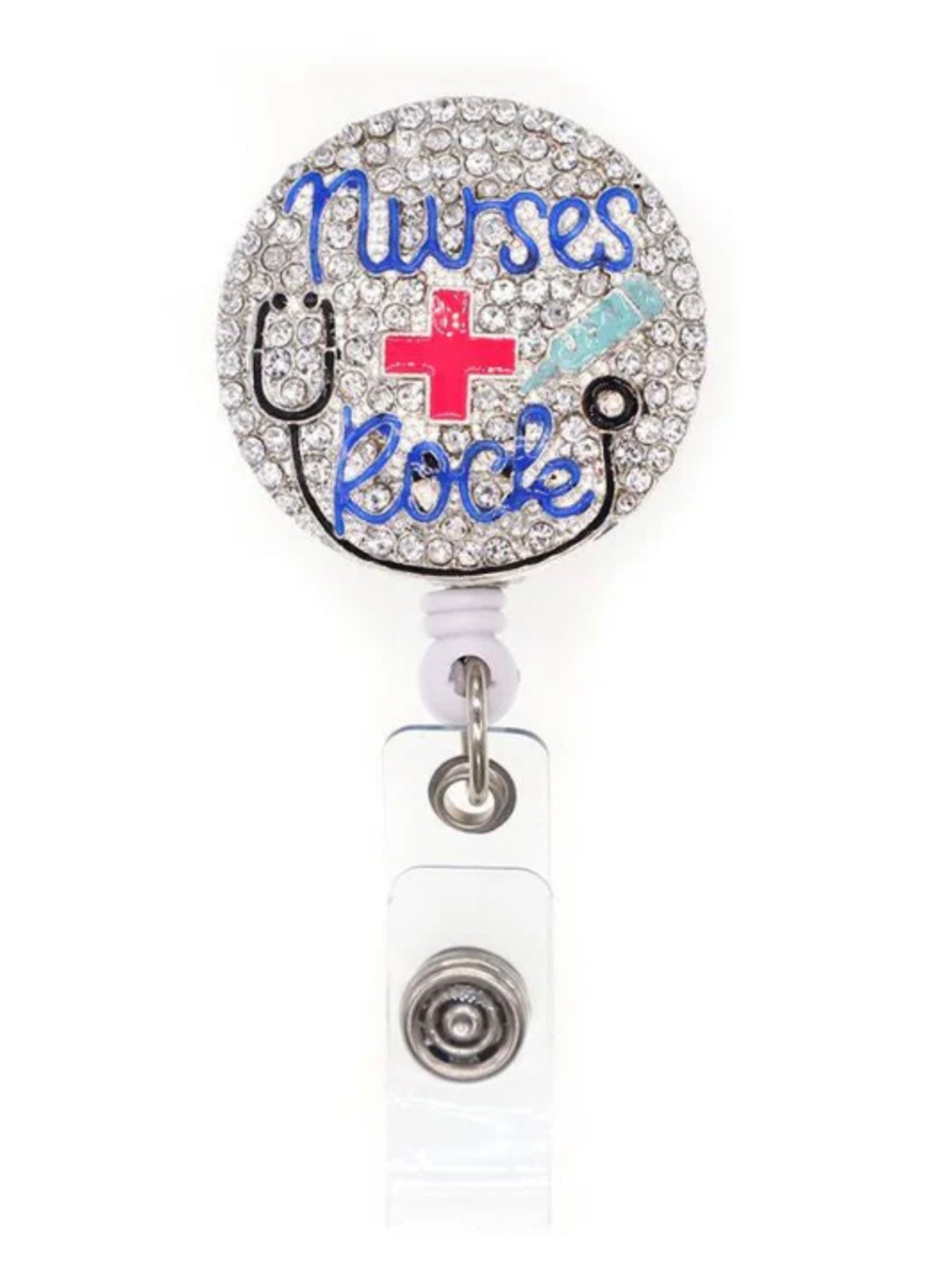 Nurse’s Rock Out Sparkle and Shine Rhinestone Badge Reel
